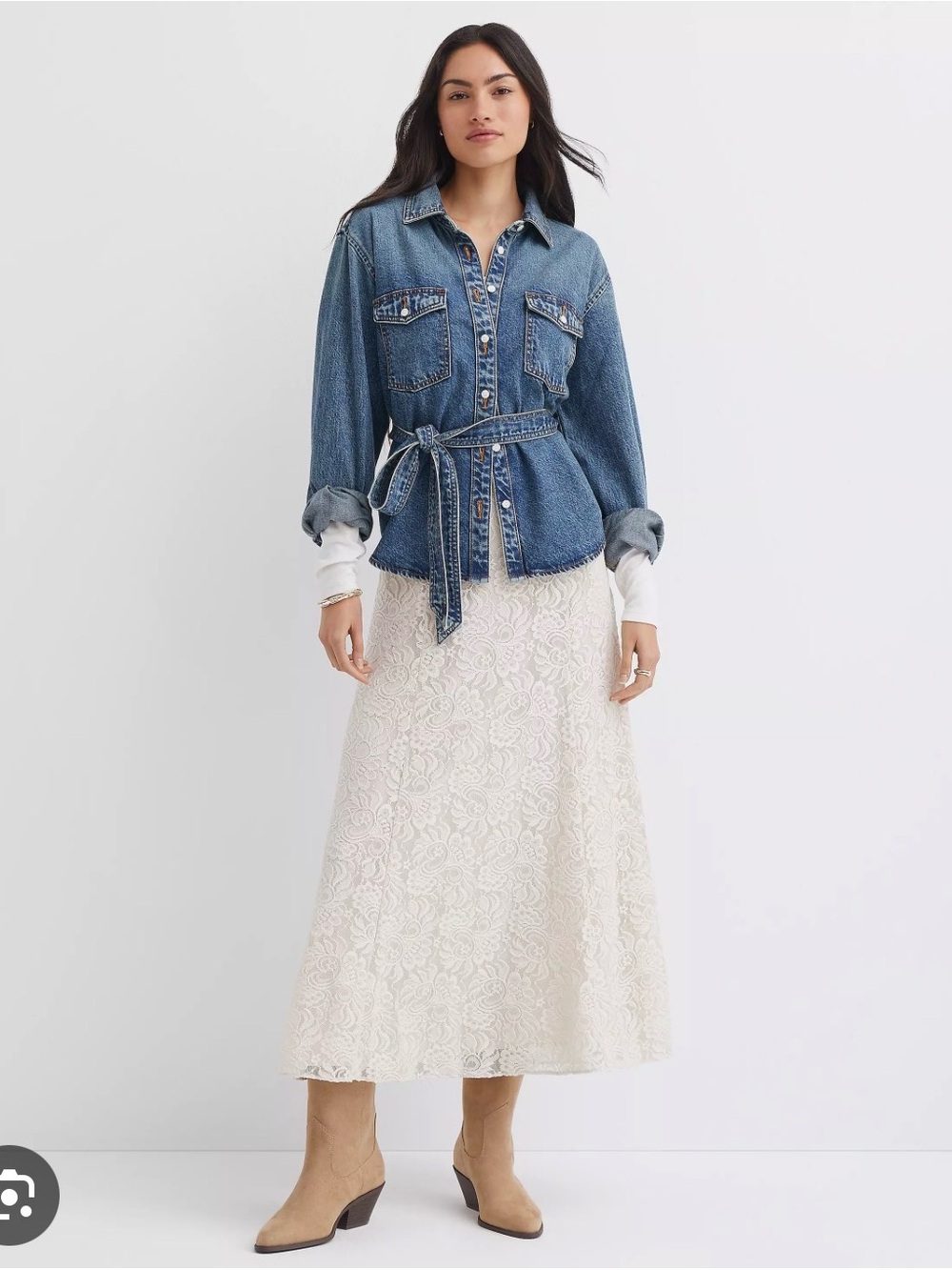 LOFT Cream Lace Maxi Skirt